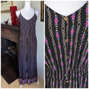 ShoSho Women's S/M Long Slit Front /Side Southwest Pint Casual Dress Buttons 161